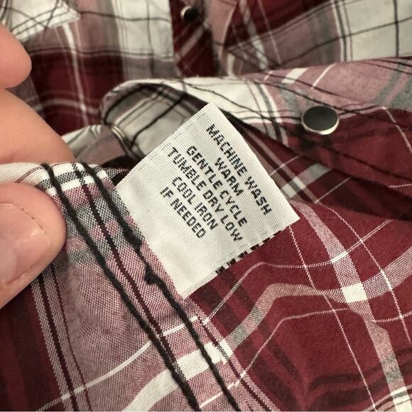 Reclaim Athletic Fit Snap Button Down Red Plaid Shirt Men’s Size XXL - Picture 6 of 7